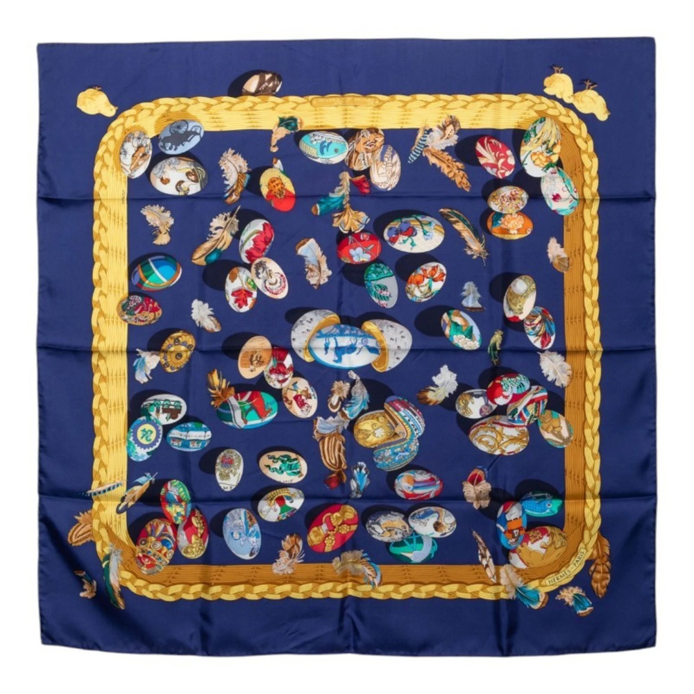 HERMES Blue Silk Scarf